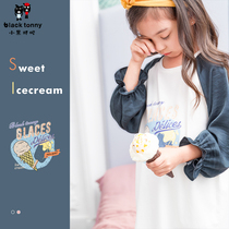 Small Black Tot Intimacy Tony Girl Sleepwear Summer Dress Princesss home Sleeping Dress little girl Sleeping Skirt Air Conditioning Suit Thin