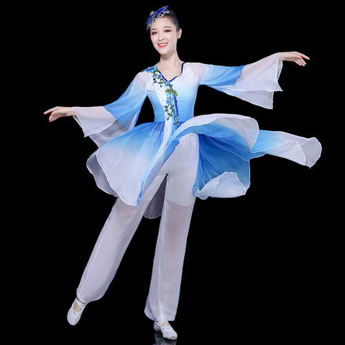 Chinese folk dance costumes for women elegant modern fan dance square dance suit Yangko clothing