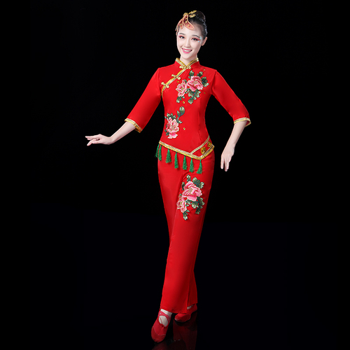 Chinese folk dance costumes for women Yangko costume season northeast ethnic costume fan dance square dance suit performance dress female 