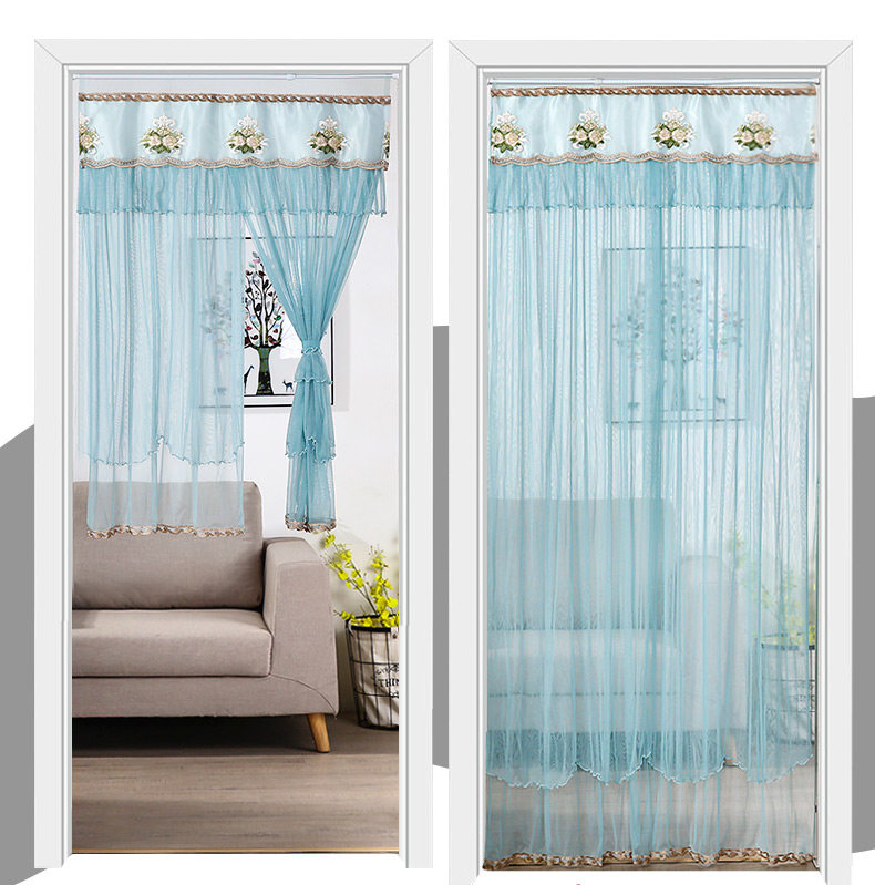 时尚纱门帘蕾丝隔断帘飘窗帘刺绣遮挡帘卧室客厅双层门帘装饰门帘