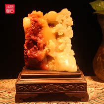 (Already Tied please appreciate) Shoushan natural playful Artisanal Engraving Home Swing office Collection Gift Giving Gifts