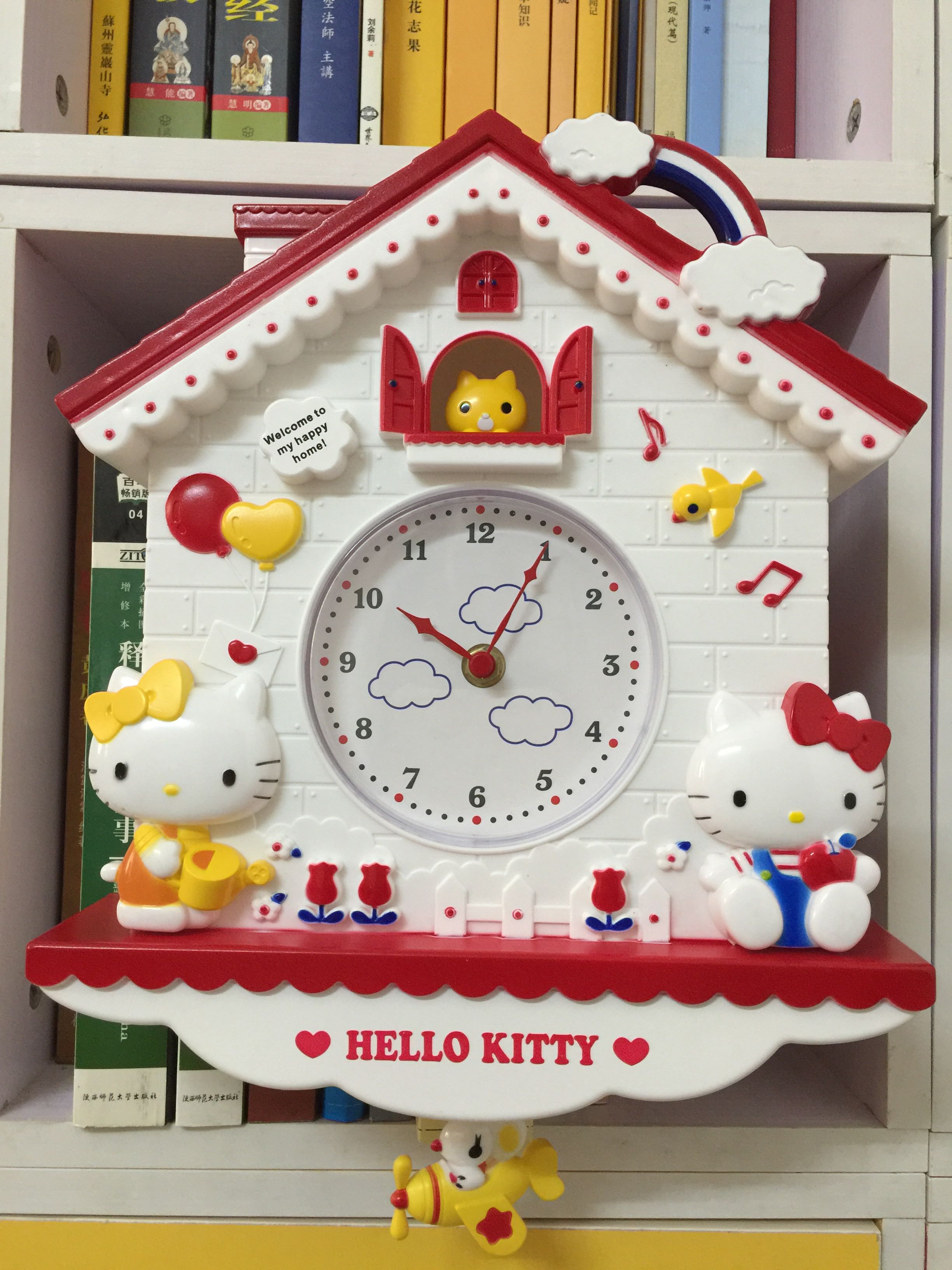 Buy Cartoon children's room Gemini kitty wall clock Hello Kitty