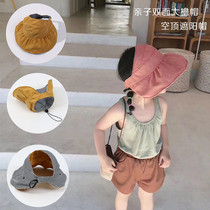 Childrens empty top sunhat female bifacial large hat peak Summer sun hat girl out of the beach sunhat Foldable