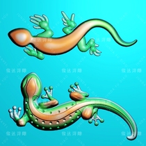 Gecko Antique Chi-long grass dragon Round dragon Chi-tiger carved figure Jade carved figure relief figure Computer engraving jdp