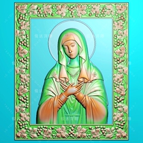 IN220 Finely Carved Plot of the Virgin Mary Christian Catholic Church of the Madonna Wooden Sculptured Jade Sculpture Jdp