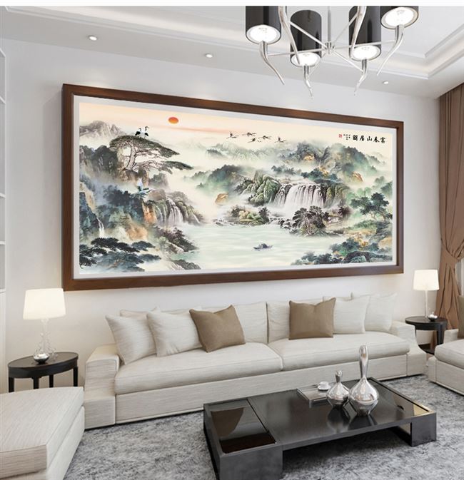 高档十字绣线绣新款客厅大幅中国风景山水画满绣富春山居钻石画