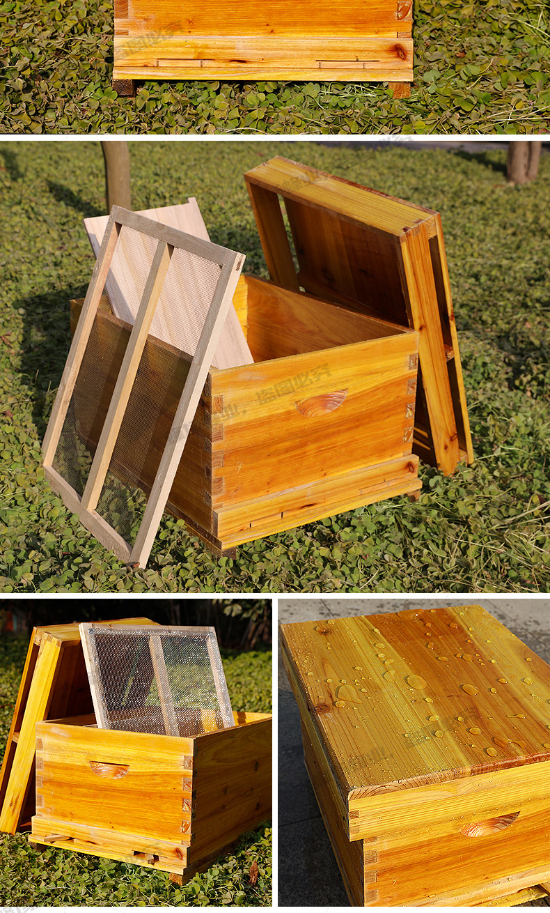 蜜蜂蜂箱全套养蜂工具专用养蜂箱包邮煮蜡杉木中蜂标准十框蜂巢箱