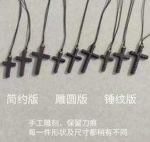 Crafts Upper New Uwood Hand Carved Cross Solid Wood Ornament Gift Necklace Simple Pendant Ornament