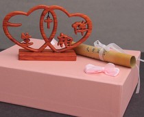 Lifetime Phase Companion Red Flowers Pear Wood Heart-shaped Pendulum Table Wedding Gift Craft Wood Art Gift