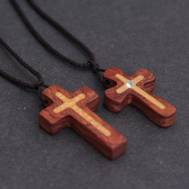 Reliance cross couple accessories Solid wood natural color necklace sweater chain casual diamond set with gift box