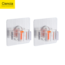 Punch-free powerful traceless mop rack kitchen bathroom broom clip toilet mop storage hanging non-scented hook adhesive hook