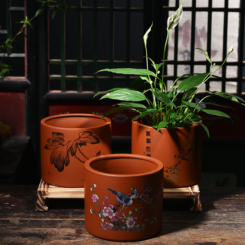 Purple sand flowerpot large creative hydroponic copper bowl lotus basin water lily grass nonporous household refers to flower pot ceramic container