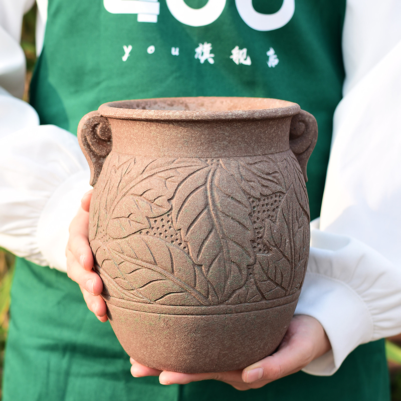 Creative basin large fleshy flowerpot mage old running high Creative meat meat the plants green plant POTS coarse pottery basin of breathable