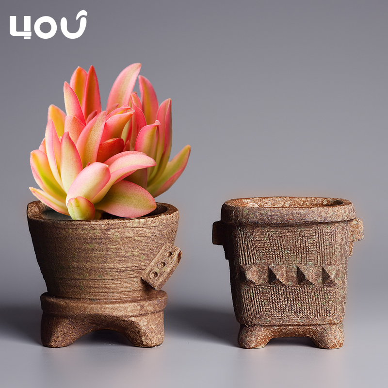 Coarse pottery flowerpot more meat ceramic trumpet breathable clay POTS asparagus pot a fleshy plant POTS