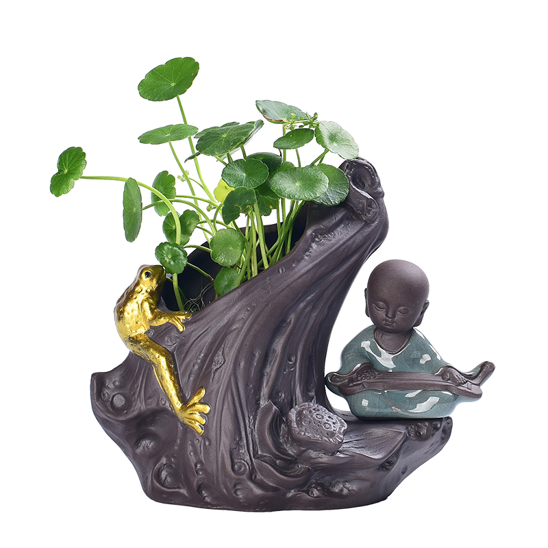 The Desktop young monk hydroponic flower pot ceramic home furnishing articles grass cooper other aquatic the plants creative nonporous vase