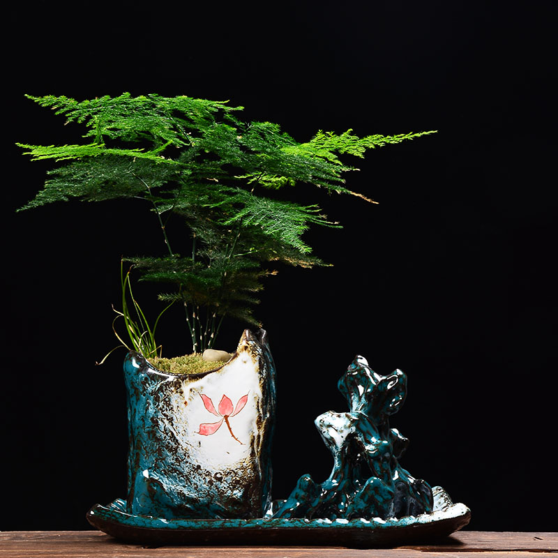 YOU color jade hand fleshy flowerpot ceramic creative desktop trumpet asparagus other potted meat meat the plants flower pot
