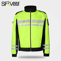 SFVest Reflective padded jacket 3M Traffic riding safety cotton clothing Reflective coat padded jacket Winter padded jacket Cold and cold