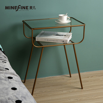 Maifan postmodern bedside table Wrought iron Nordic coffee table bedside cabinet creative bedroom simple rectangular cabinet assembly