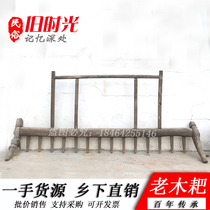 Rural old farming furniture old wood rake old goods old fashioned farming tools nostalgic collection miscellaneous pendulum pieces folk old objects