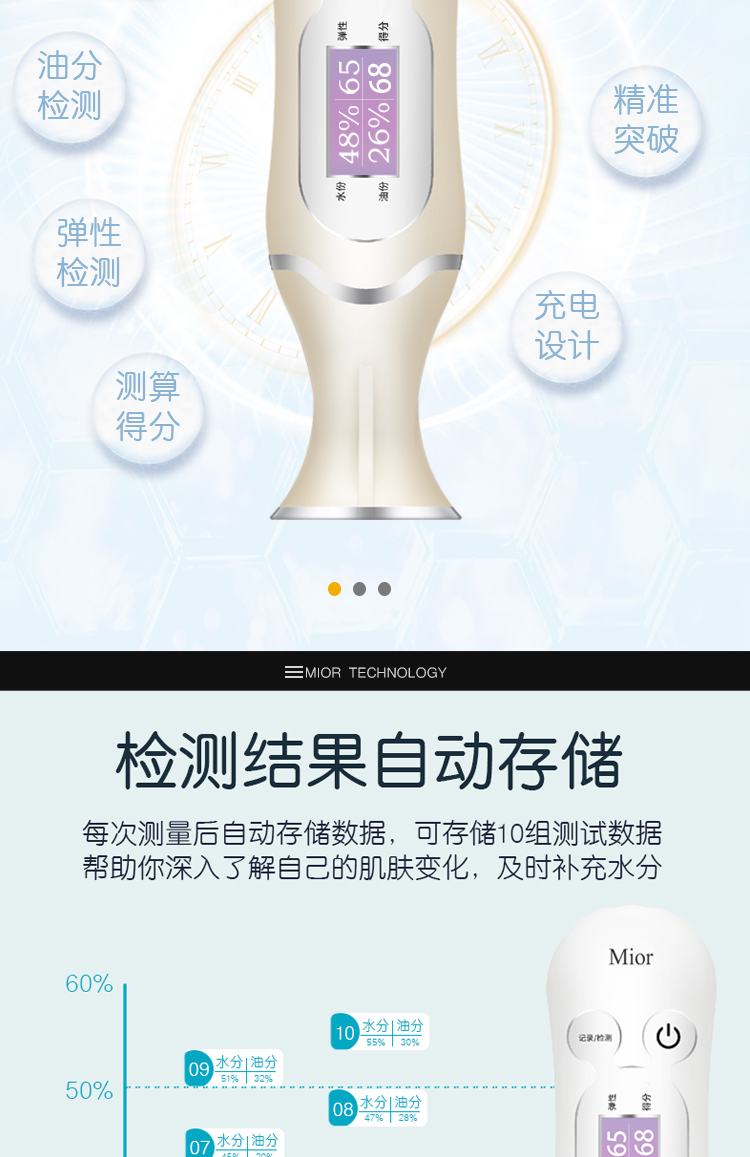 mior智能皮肤水油分份肌肤测试仪介绍