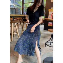 Pleated skirt Skirt Cruet Half Body Skirt Woman Summer Mid Length 2021 New open fork High waist Snow spinning a Wordskirt Thin