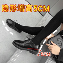 Inside heightening womens shoes 2022 new spring fall shoes children 100 lap thick bottom black single shoes small leather shoes women Inn