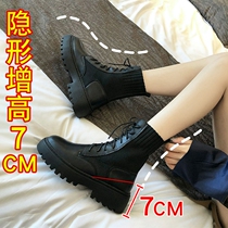 Inside heightening Martin boots ladies boots spring autumn single boots genuine leather boots Children Inn Wind Short boots Childrens new 2021