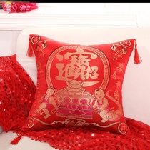 Year of the ox pillow cushion New Year 2021 Year of the ox cute Spring Festival pillow red festive cartoon sofa waist pillow