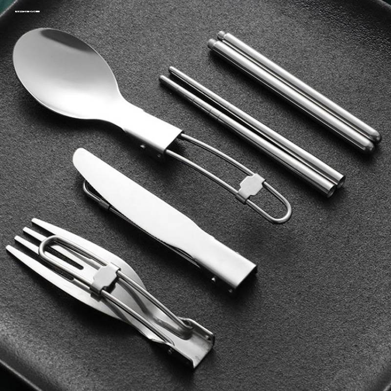 Not portable chopstick spoon suit grown-up 304 rusty steel travel folding meme You flex to contain the dining spoons son-Taobao