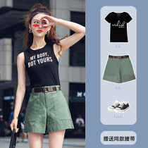 Shorts women Summer loose high waist 2020 Summer new thin size a casual fat mm wide leg pants
