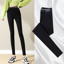 High-waisted leggings womens outer wear spring and autumn winter New plus velvet black letters slim Joker slim Joker lengthy pencils