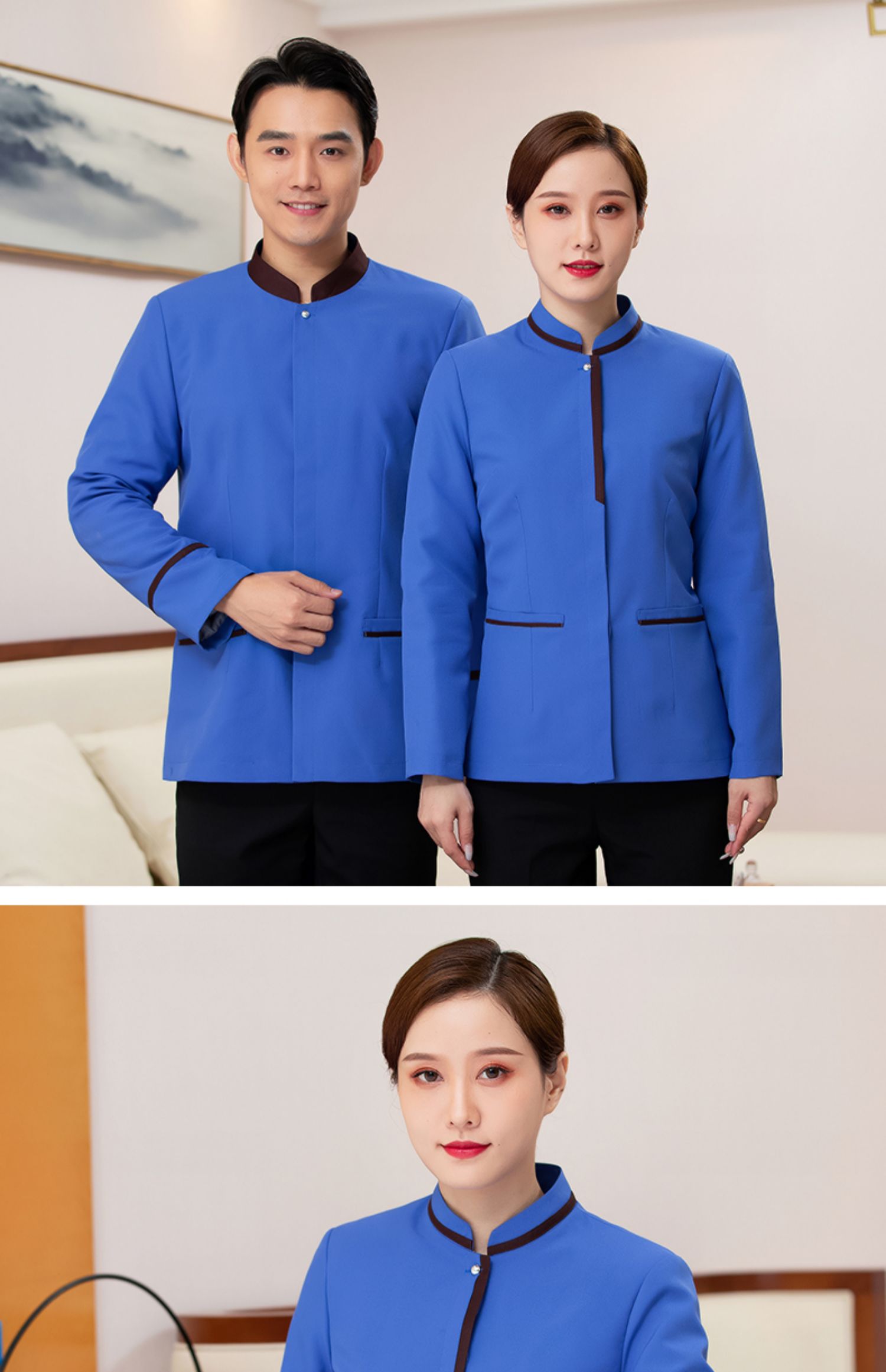 酒店保洁服务员工作服长袖女客房阿姨保洁服秋冬装套装加棉加厚