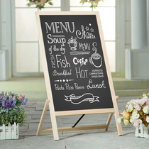 Solid wood vertical small blackboard Retro old mobile billboard Cafe facade shop promotion board writing board