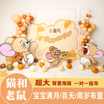 Jerry Mouse Babys 1st birthday decoration scene for a full moon 100 days 100 days balloon package welcome card