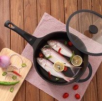 British Enteng pan non-stick pan wok Less fume Deep frying pan Steak induction cooker Gas universal 28cm