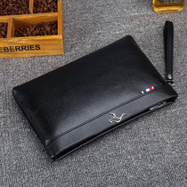 Mens Handbag Mens Bag Casual Multifunction Male Style Soft Leather Hand Grab Bag Letter Enveloping Mobile Phone Bag Hand Grip Bag Clip Male