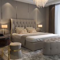 Post-modern light luxury leather bed master bedroom wedding bed double ins Net red bed simple atmospheric creative 1 8 m Hong Kong bed