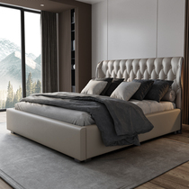 Post-modern Hong Kong-style light luxury zhen leather bed 1 8 meters simple high-grade double Italian wind is high-end luxury ins network red bed