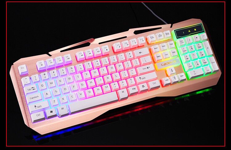 凯迪威 vr30 铝合金发光键盘 金色 usb接口 适合 台式机 笔记本