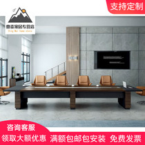 Office conference table and chair combination Large long table workbench Simple modern wooden negotiating table loft desk negotiation table