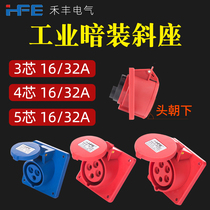 Concealed Inclined socket 3 Core 4 Heart 5 holes 16A 32A Industrial Plug sockets 413414415423424