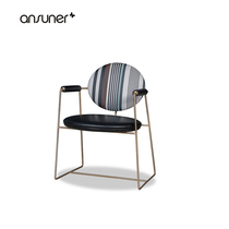 Ai Shang ansuner Italian designer dining chair home stainless steel leather soft bag Armchair Lounge Chair