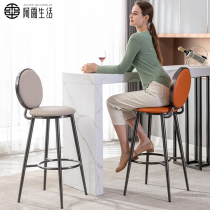 Modern minimalist bar stool high-end home stainless steel bar stool Italian simple light luxury front bar high stool