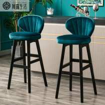 Solid wood bar stool modern simple home high stool light luxury bar stool front desk back bar chair high chair