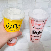 lulu pig water glass cup perimeter pig cup canned pig blind box joint plastic straw cup suction cat sauce genuine tide play