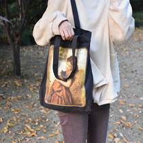 Retro hot world famous painting canvas bag backpack literary handbag womens cloth bag