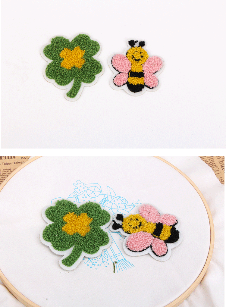 衣服手缝毛巾绣宝宝补丁贴花布贴毛衣裤子牛仔布帖蘑菇蜜蜂布贴_7折