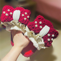Handmade crochet snow white slippers diy material bag to send girlfriend mother gift cute warm