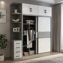 Nordic wardrobe modern minimalist home bedroom wooden sliding door integral Cabinet two door three door sliding door wardrobe