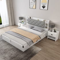 Bed Modern minimalist master bedroom 1 8 m small apartment double bed 1 5m high Box storage air pressure multifunctional board bed
